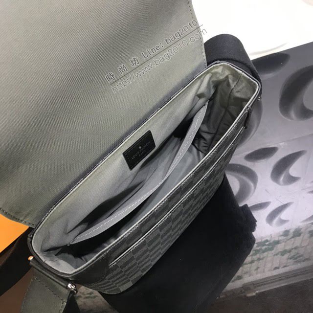路易威登LV男包 N40272 印有路易威登交織字母 lv新款黑格男士單肩斜挎包  ydh3781